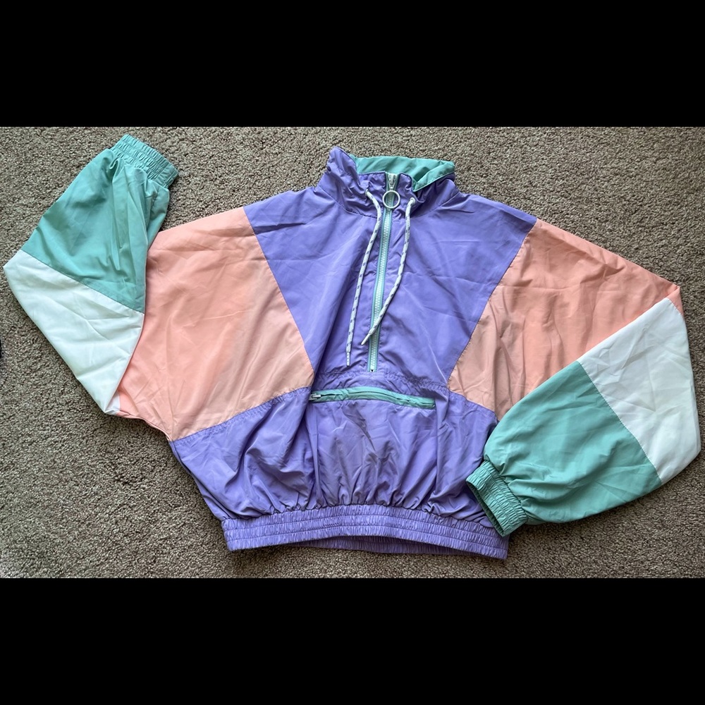 Colorful color block Forever 21 windbreaker half zip up!